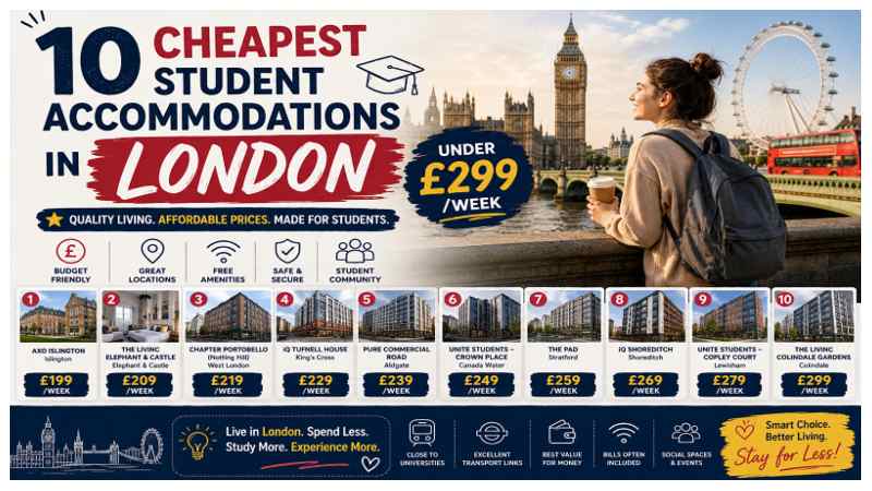10 Cheapest London Student Accommodations Under £299/Week